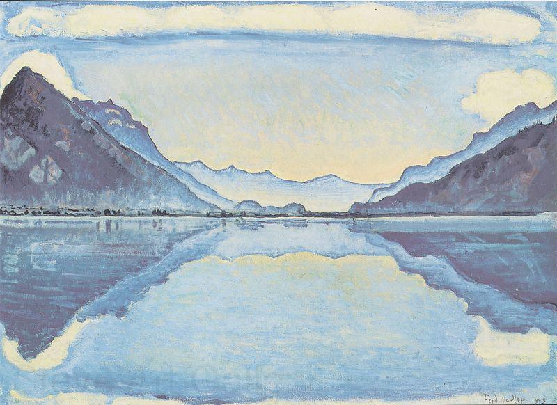 Ferdinand Hodler Thunersee mit symmetrischer Spiegelung Norge oil painting art